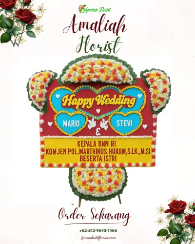 Karangan Papan Bunga Pernikahan di Limau Manis